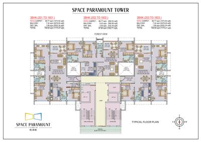 Project Image of 1052.0 - 1173.0 Sq.ft 3 BHK Apartment for buy in Space Paramount Tower
