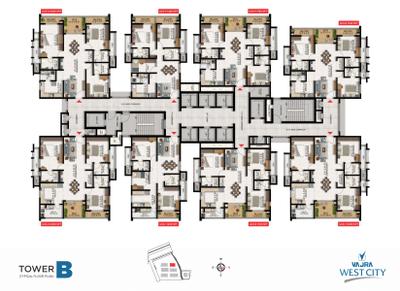 Project Image of 1419.98 - 2029.97 Sq.ft 2.5 BHK Apartment for buy in Vajra West City Phase I