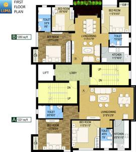 Project Image of 1650 Sq.ft 3 BHK Apartment / Flat for sale in Paschim Putiary for Rs. 9100000