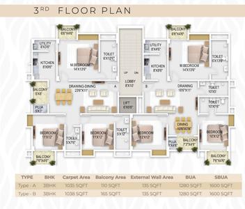Project Image of 0.0 - 1600.0 Sq.ft 3 BHK Apartment for buy in Dolphin Laxmi Nibas