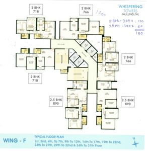 Project Image of 719.0 - 1460.0 Sq.ft 2 BHK Apartment for buy in HDIL Whispering Towers