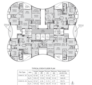 Project Image of 1604.05 - 2376.04 Sq.ft 3 BHK Apartment for buy in Nandan Prospera