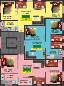 Project Image of 652.0 - 1220.0 Sq.ft 2 BHK Apartment for buy in Bharathi Sai Erica