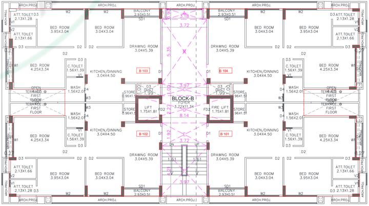 Sahjanand Sanskar Block B Cluster Plan for 1st Floor 1