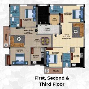 Project Image of 600.0 - 947.0 Sq.ft 2 BHK Apartment for buy in MP Petals