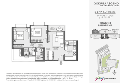 Project Image of 598.04 - 896.85 Sq.ft 2 BHK Apartment for buy in Godrej Ascend Phase 2