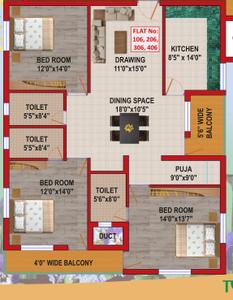 Project Image of 1371.0 - 2238.0 Sq.ft 2 BHK Apartment for buy in MS Aditi Residency