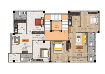Shree Ample Flats Ample Flats Cluster Plan from 1st to 3rd Floor 1