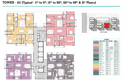 Project Image of 1987.99 - 4059.93 Sq.ft 3 BHK Apartment for buy in Prestige Clairemont