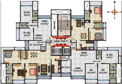 Project Image of 1110.0 - 1590.0 Sq.ft 2 BHK Apartment for buy in Neha Heena Elegance
