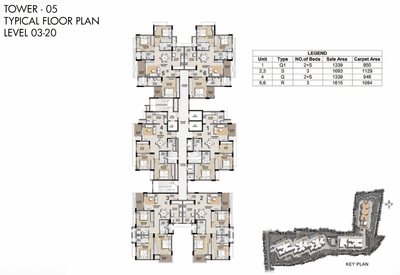 Project Image of 946.0 - 1129.0 Sq.ft 2.5 BHK Apartment for buy in Prestige Misty Waters Vista Tower