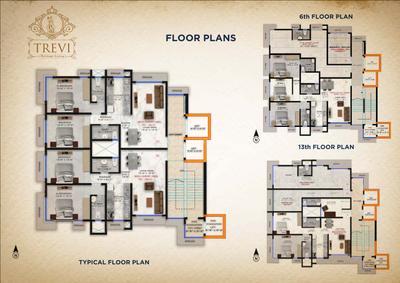 Project Image of 753.47 - 875.03 Sq.ft 2 BHK Apartment for buy in Shelaji Trevi