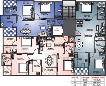 Project Image of 1015.0 - 1380.0 Sq.ft 2 BHK Apartment for buy in Virasat Affluence II