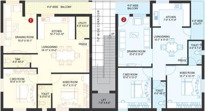 Project Image of 0.0 - 1176.0 Sq.ft 2 BHK Apartment for buy in Sri Lakshmi Pras Heights