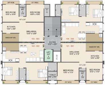 Project Image of 562.31 - 594.81 Sq.ft 2 BHK Apartment for buy in Gokul Radhe Residency