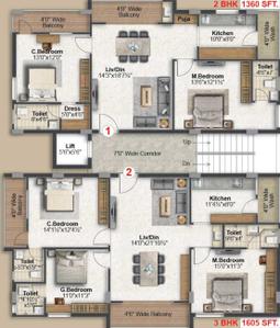 Project Image of 1360.02 - 1605.01 Sq.ft 2 BHK Apartment for buy in Saanvi Auroville Homes Block A