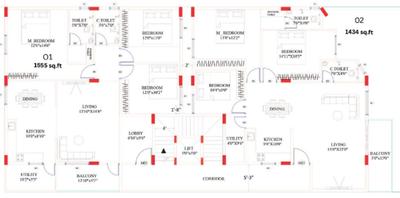 Project Image of 1434.0 - 1555.0 Sq.ft 3 BHK Apartment for buy in MB Elegant