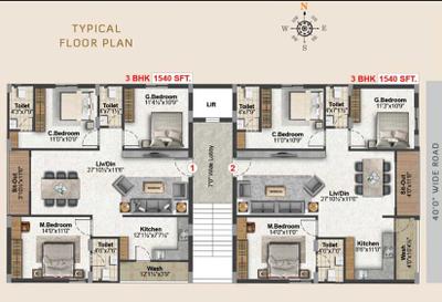 Project Image of 0.0 - 1540.0 Sq.ft 3 BHK Apartment for buy in Inspire Blooms