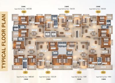 Project Image of 1341.2 - 1484.0 Sq.ft 3 BHK Apartment for buy in Sky Elegant
