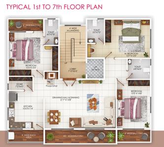 Project Image of 1800 Sq.ft 3 BHK Apartment / Flat for sale in Somalwada for Rs. 8498000