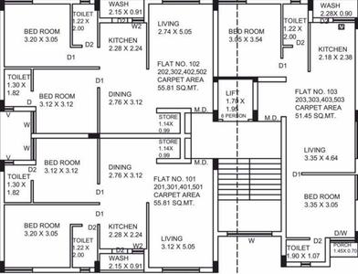 Project Image of 553.8 - 600.73 Sq.ft 2 BHK Apartment for buy in Shree Vrajbhumi II