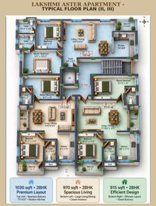 Project Image of 915.0 - 1460.0 Sq.ft 2 BHK Apartment for buy in Sri Lakshmi Aster