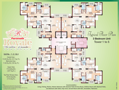 Project Image of 1854.0 - 1877.0 Sq.ft 3 BHK Apartment for buy in Parsvnath Royale