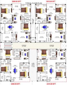 Project Image of 2400.0 - 3015.0 Sq.ft 3 BHK Apartment for buy in Sravanthi Blue Bell