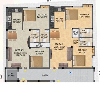 Project Image of 778.0 - 865.0 Sq.ft 2 BHK Apartment for buy in Keerthi Sai Sree Flats