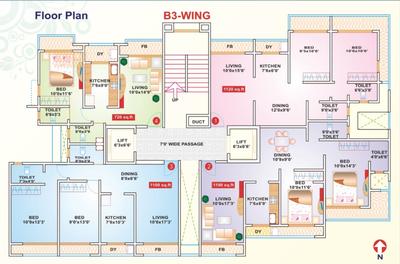 Project Image of 689.0 - 700.0 Sq.ft 2 BHK Apartment for buy in Ajmera Divyam Heights Wing B1 And B2