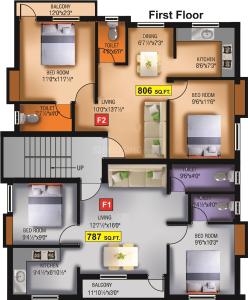 Project Image of 506.0 - 1090.0 Sq.ft 1 BHK Apartment for buy in VGK Blue Bell