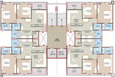 Shreenath Fortune 99 B Typical Cluster Plan 1