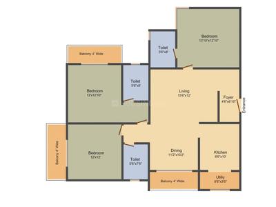 Project Image of 1596.0 - 1794.0 Sq.ft 3 BHK Apartment for buy in Mahaveer Amber Woods