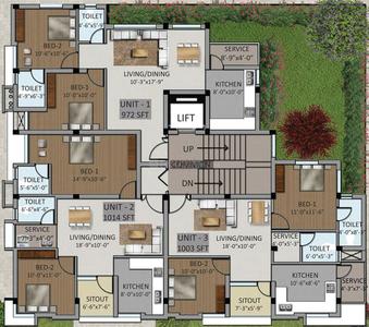 Project Image of 938.0 - 1078.0 Sq.ft 2 BHK Apartment for buy in Poojaa Shiivam