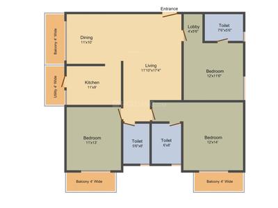 Project Image of 1596.0 - 1794.0 Sq.ft 3 BHK Apartment for buy in Mahaveer Amber Woods
