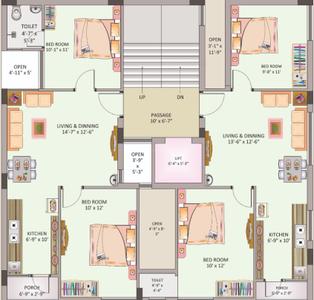 Project Image of 498.8 - 524.53 Sq.ft 2 BHK Apartment for buy in Akruti Flats