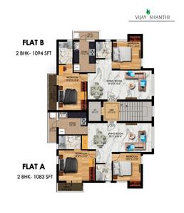 Project Image of 1085.0 - 1095.0 Sq.ft 2 BHK Apartment for buy in Vijay Shanthi Solitaire