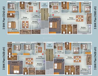 Project Image of 1187.15 - 1580.0 Sq.ft 2 BHK Apartment for buy in Tekman Urban Ville Phase 2