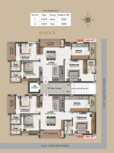 Project Image of 0.0 - 1580.03 Sq.ft 3 BHK Apartment for buy in Saanvi Auroville Block B