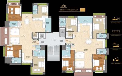 Project Image of 2317.0 - 2351.0 Sq.ft 4 BHK Apartment for buy in M J Lotus Heart