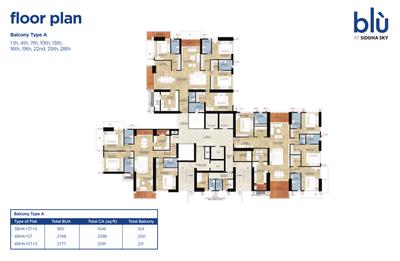 Project Image of 1645.0 - 2550.0 Sq.ft 3.5 BHK Apartment for buy in Siddha Sky Blu