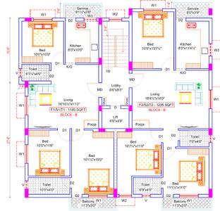 Project Image of 1145.0 - 1235.0 Sq.ft 3 BHK Apartment for buy in Monalakshmi Ganapathy Flats