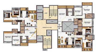Project Image of 559.83 - 878.23 Sq.ft 2 BHK Apartment for buy in Tharwani Vedant Empire Phase II Wing B Hampton