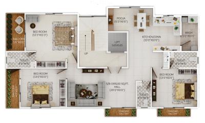 Project Image of 0.0 - 1991.0 Sq.ft 3 BHK Apartment for buy in Krishna Glory