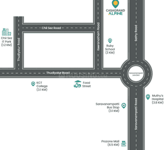 Project Image of 619 Sq.ft 1 BHK Apartment / Flat for sale in Saravanampatty for Rs. 4500000