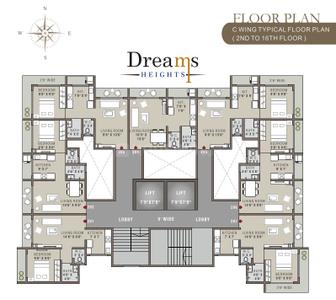 Project Image of 254.03 - 321.84 Sq.ft 1 RK Apartment for buy in Lodha Dreams Heights Building No II C Wing