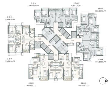 Project Image of 696.75 - 1315.79 Sq.ft 2 BHK Apartment for buy in Raymond The Address By GS Tower 3