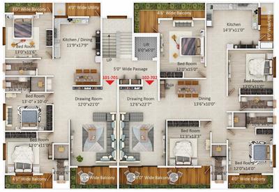 Project Image of 1800.0 - 2400.0 Sq.ft 3 BHK Apartment for buy in RM Sai Eternity