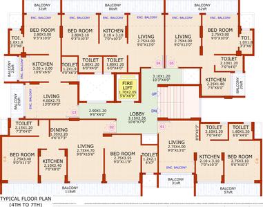 Bhanu Krishna Avenue Krishna Avenue Cluster Plan from 4th to 7th Floor 1