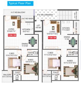 Project Image of 1100.0 - 1206.0 Sq.ft 2 BHK Apartment for buy in Sri Bramaramba Mallikarjuna Residency